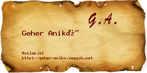 Geher Anikó névjegykártya